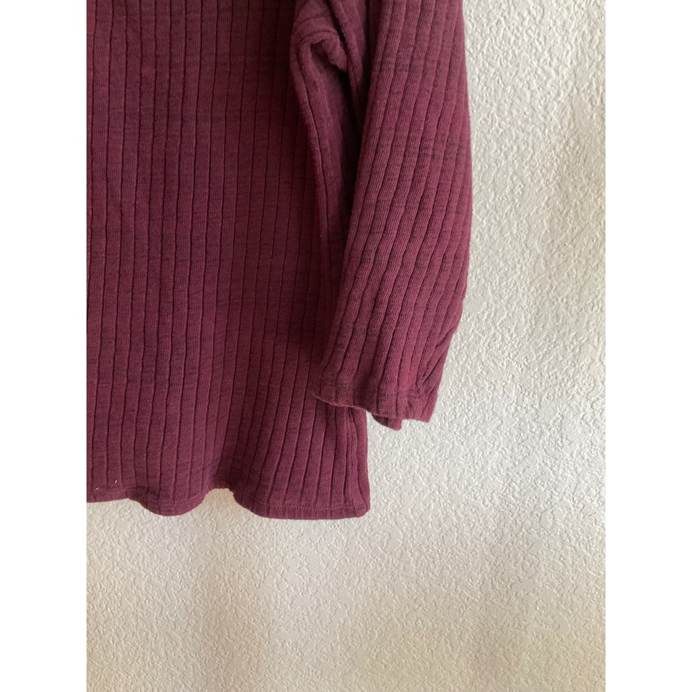 Cato Womens Burgundy Ribbed Ring Keyhole Neck 3/4 Sleeve Knit Top Plus 18/20W - Picture 4 of 8